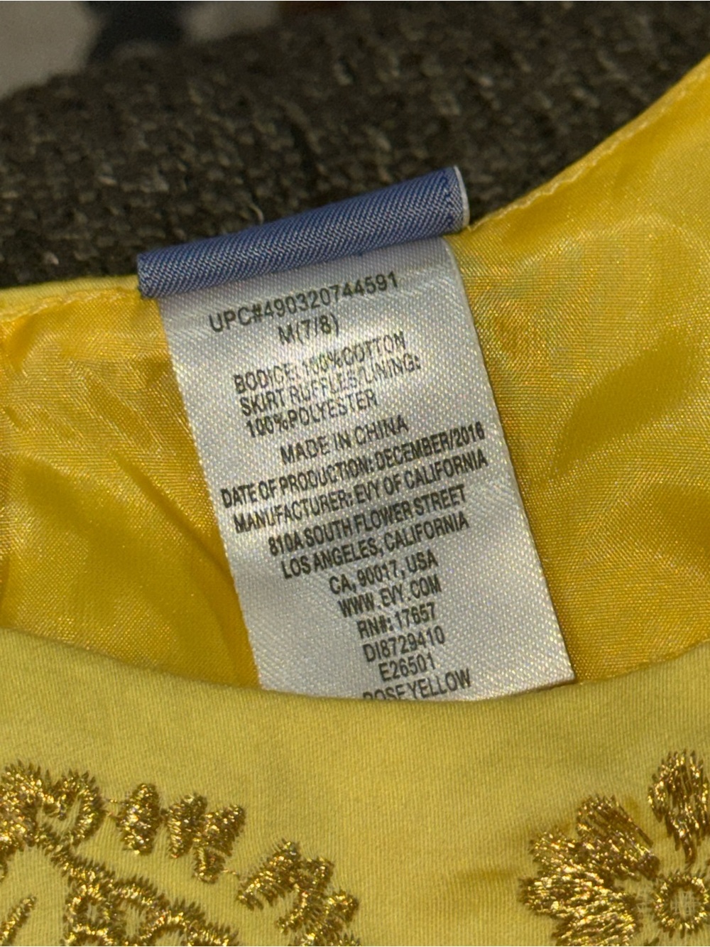 Disney Princess Belle Yellow Tulle Layered Party Dress - Picture 6 of 7